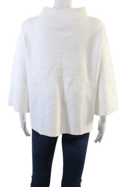 Fate. Womens Knit Beaded High Neck Long Sleeve Pullover Sweater Top White Size S