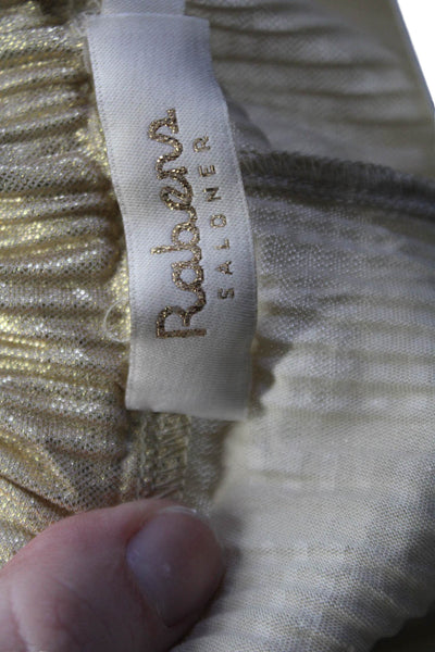 Rabens Saloner Womens Metallic Pleated Elastic Waist Shorts Gold Size S