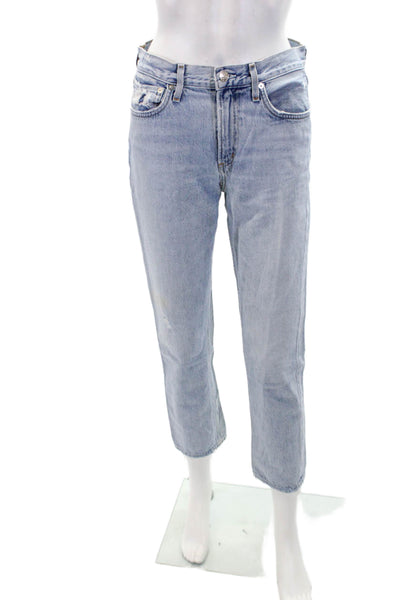 Agolde Womens Cotton Light Wash Denim Mid-Rise Straight Leg Jeans Blue Size 25