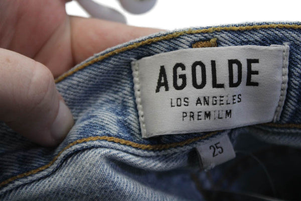 Agolde Womens Cotton Light Wash Denim Mid-Rise Straight Leg Jeans Blue Size 25