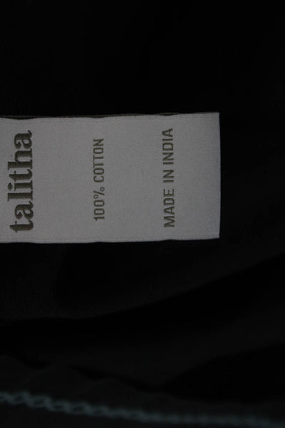 Talitha Womens Long Sleeve V Neck Embroidered Tunic Blouse Black Size M