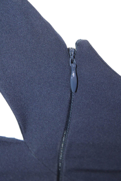Altered Womens Textured Halter Top V-neck Sleeveless Pleated Slit Gown Blue Size