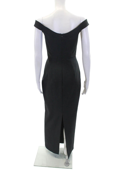 Altress Womens Pleated V-neck Sleeveless Lined Long Gown Dress Black Size 0