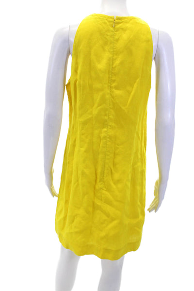 J Crew Womens Linen Sleeveless Knee Length Sun Dress Yellow Size Small