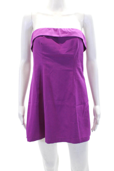 Hello Molly Womens Strapless High Rise Romper Berry Purple Size Medium