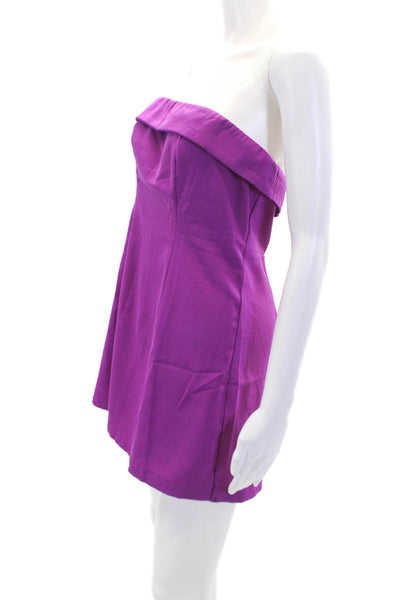 Hello Molly Womens Strapless High Rise Romper Berry Purple Size Medium
