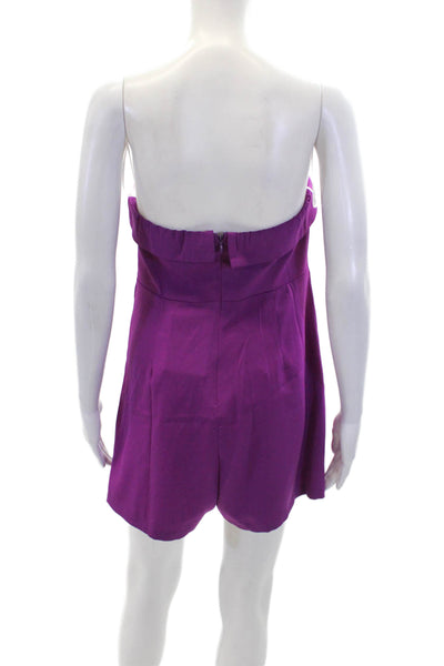 Hello Molly Womens Strapless High Rise Romper Berry Purple Size Medium