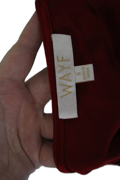 Wayf Womens Feather Long Sleeves Cowl Neck Blouse Fire Red Size Small