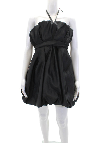 Zara Womens Textured Sleeveless Lined Short Bubble Dress Black Size S