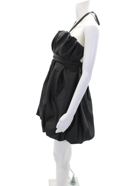 Zara Womens Textured Sleeveless Lined Short Bubble Dress Black Size S