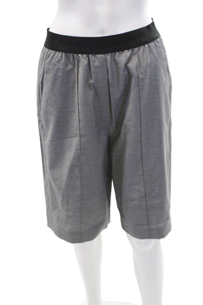 Loulou Studio Womens Wool Elastic Waist Mid Length Casual Shorts Gray Size S