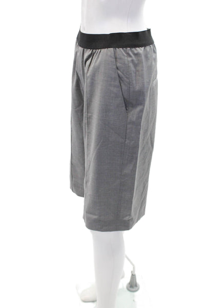 Loulou Studio Womens Wool Elastic Waist Mid Length Casual Shorts Gray Size S