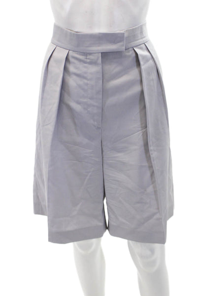 MSGM Womens Tailored Pleated Front Chino Zip Fly Casual Shorts Purple Size 42