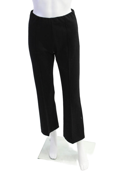 Bite Womens Elastic Waist Paneled Detail Flared Leg Pants Solid Black Size M