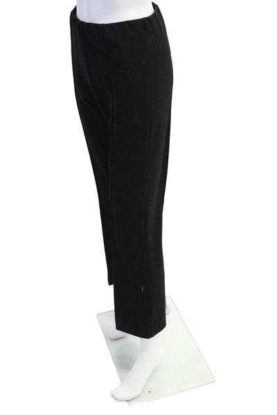 Bite Womens Elastic Waist Paneled Detail Flared Leg Pants Solid Black Size M