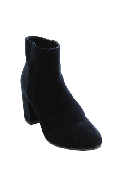 Club Monaco Womens Solid Velvet Round Toe Zip Up Ankle Boots Navy Size 37.5 7.5