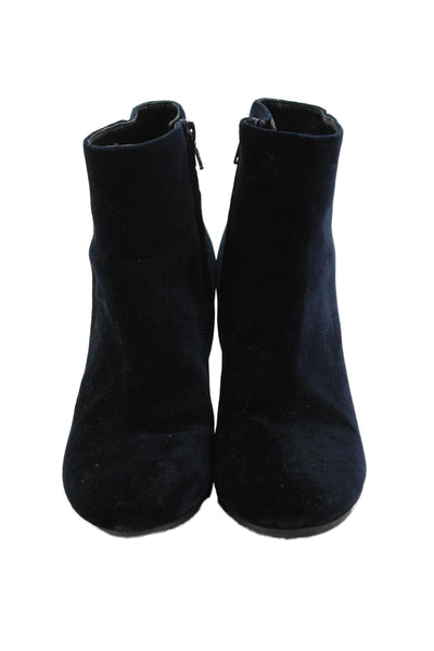 Club Monaco Womens Solid Velvet Round Toe Zip Up Ankle Boots Navy Size 37.5 7.5