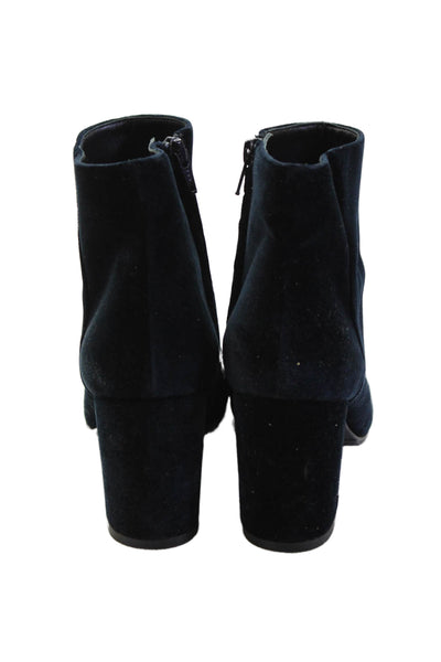 Club Monaco Womens Solid Velvet Round Toe Zip Up Ankle Boots Navy Size 37.5 7.5