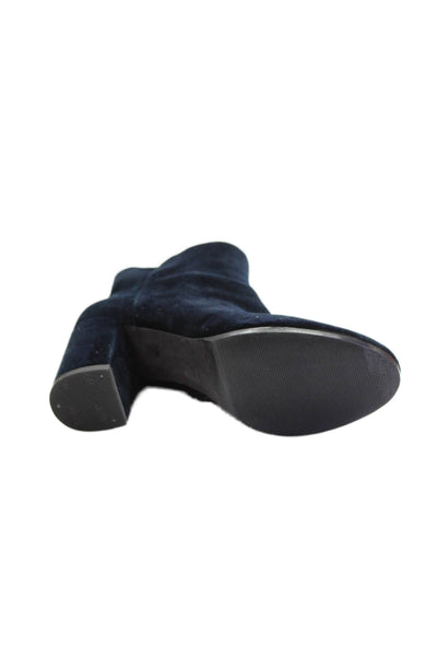 Club Monaco Womens Solid Velvet Round Toe Zip Up Ankle Boots Navy Size 37.5 7.5