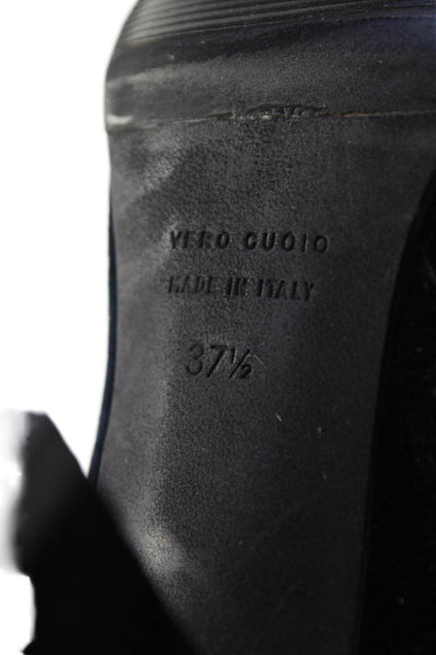 Club Monaco Womens Solid Velvet Round Toe Zip Up Ankle Boots Navy Size 37.5 7.5