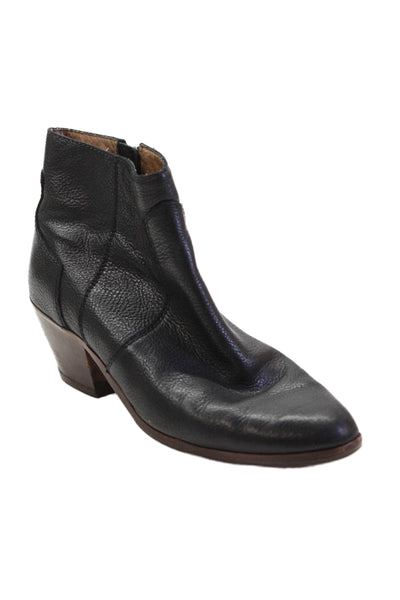 Madewell Womens Leather Pointed Toe Sip Zip Ankle Boots Heels Black Size 7.5