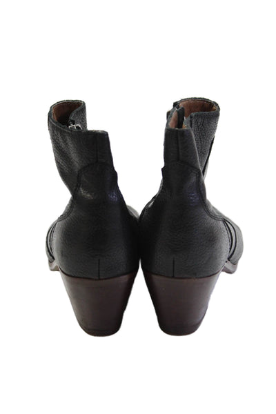 Madewell Womens Leather Pointed Toe Sip Zip Ankle Boots Heels Black Size 7.5