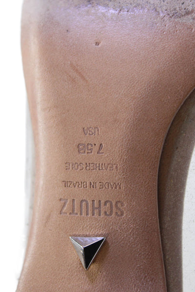 Schutz Womens Transparent Pointed Toe Slip On Heels Pumps Beige Size 7.5B