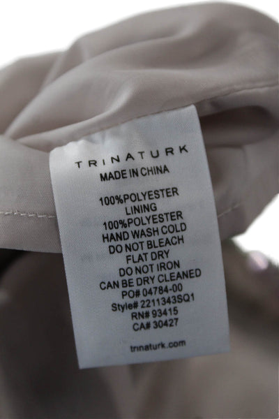 Trina Turk Womens Pullover Sleeveless V Neck Sequin Shift Dress Beige Green 0