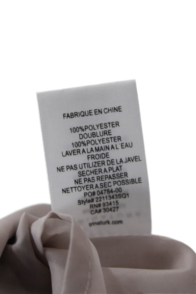 Trina Turk Womens Pullover Sleeveless V Neck Sequin Shift Dress Beige Green 0