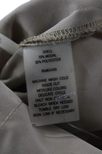 Calvin Klein Womens Belted Button Down Short Sleeves Dress Beige Size 8