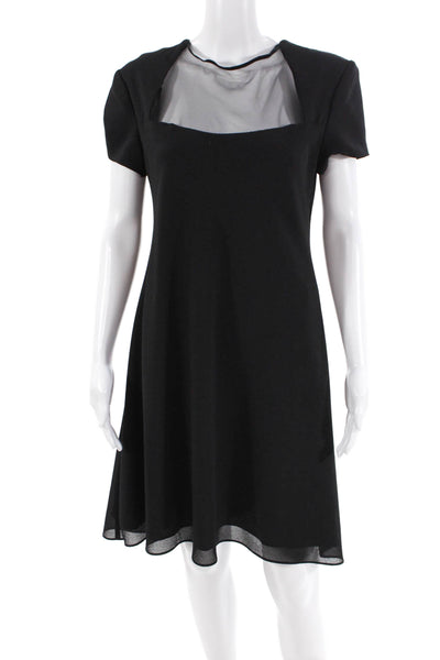 Cachet Womens Short Sleeves Knee Length A Line Dress Black Size 10