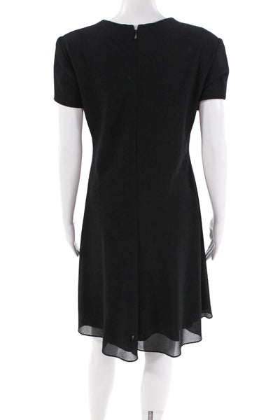 Cachet Womens Short Sleeves Knee Length A Line Dress Black Size 10