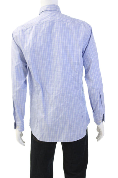 Charles Tyrwhitt Womens Cotton Check Print Collared Button Up Top Blue Size 16