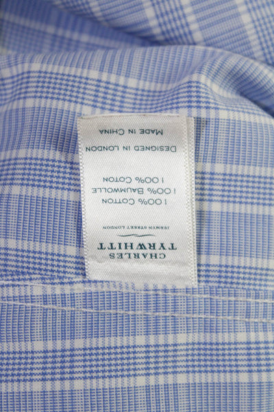 Charles Tyrwhitt Womens Cotton Check Print Collared Button Up Top Blue Size 16