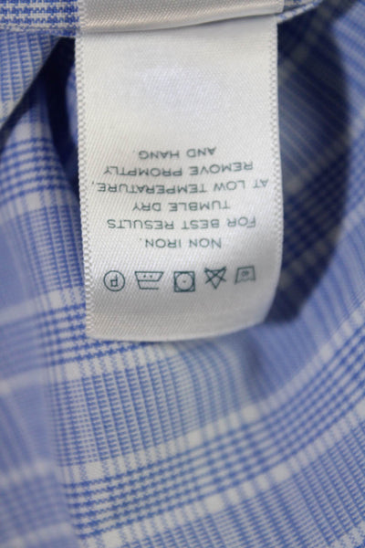 Charles Tyrwhitt Womens Cotton Check Print Collared Button Up Top Blue Size 16