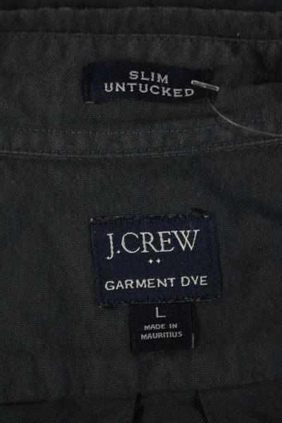 J Crew Womens Cotton Collared Long Sleeve Button Down Casual Shirt Gray Size L