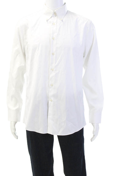 Charles Tyrwhitt Mens Cotton Collared Long Sleeve Button Up Shirt White Size 16