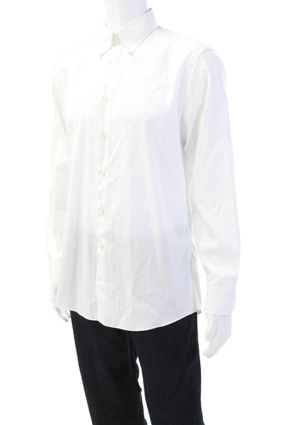 Charles Tyrwhitt Mens Cotton Collared Long Sleeve Button Up Shirt White Size 16