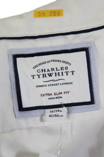 Charles Tyrwhitt Mens Cotton Collared Long Sleeve Button Up Shirt White Size 16
