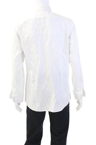 Charles Tyrwhitt Womens Cotton Check Print Button Down Shirt White Size 16