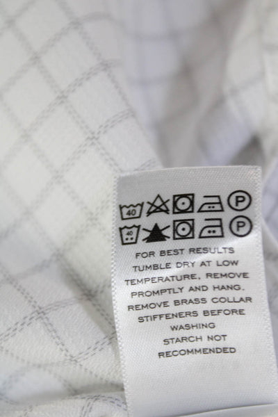 Charles Tyrwhitt Womens Cotton Check Print Button Down Shirt White Size 16