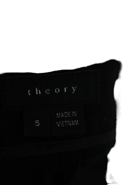 Theory Women's Hook Closure Flat Front Straight Leg Dress Pants Black Size 6