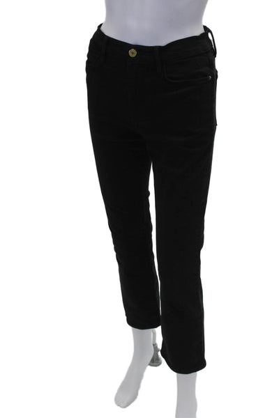 Frame Women's Five Pocket Straight Leg Denim Ankle Pants Black Size 27