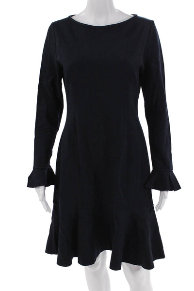 Goat Women's Long Sleeves Round Neck Tiered Mini Dress Black Size 8