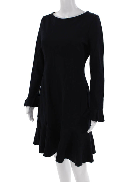 Goat Women's Long Sleeves Round Neck Tiered Mini Dress Black Size 8