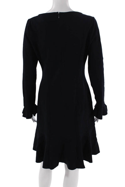 Goat Women's Long Sleeves Round Neck Tiered Mini Dress Black Size 8