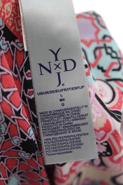NYDJ Womens Silk Round Neck Sleeveless Pattern Tank Blouse Pink Size M