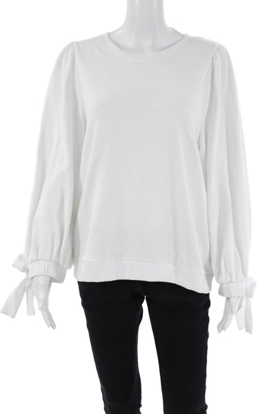 Nation LTD Womens Cotton Long Sleeve Round Neck Sweater White Size L