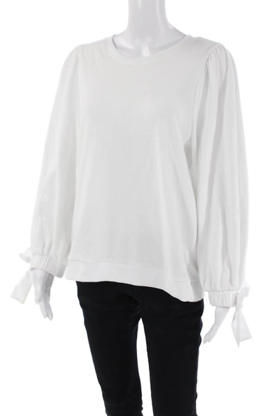 Nation LTD Womens Cotton Long Sleeve Round Neck Sweater White Size L