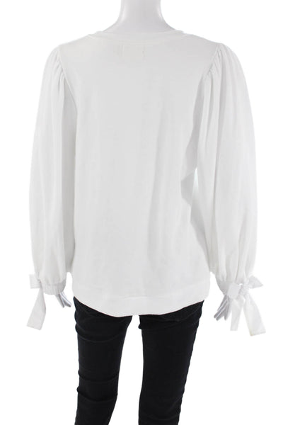 Nation LTD Womens Cotton Long Sleeve Round Neck Sweater White Size L